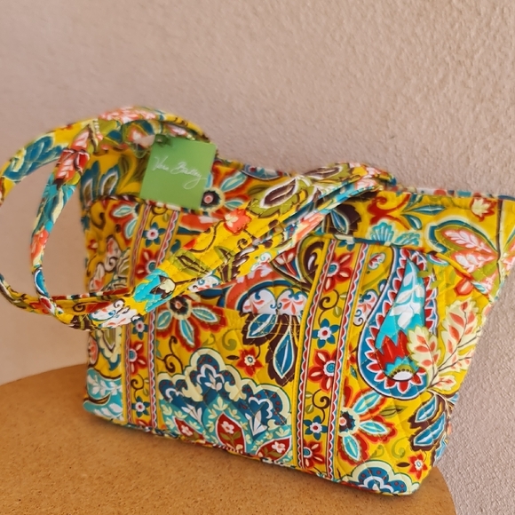 Vera Bradley Yellow and Blue Paisley Tote Bag - Picture 2 of 6